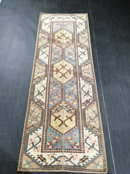 3 x 8.9 Runner Rug Handmade Patchwork Runner Rug Vintage Runner Rug Hallway Runner Rug Kitchen Runner Rug Wool Runner Rug Wool Oushak Rug