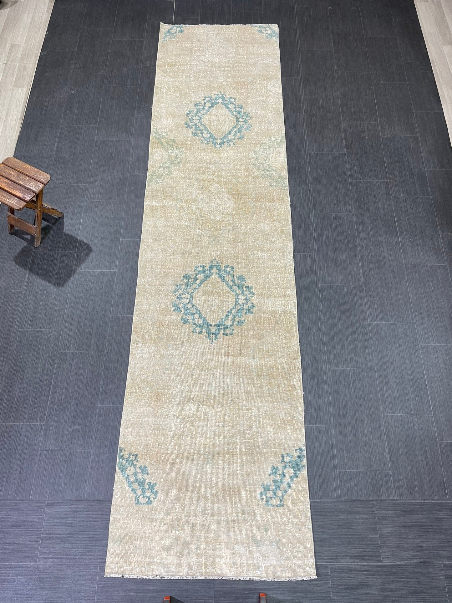 Muted Hand Knotted Runner Rug 3 x 12 Turkish Runner Rug Vintage Runner Rug Hallway Runner Rug Kitchen Runner Rug Handmade Runner Rug