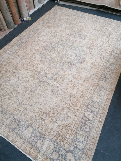 7 x 10 large vintage oushak rug, handmade rug, distressed rug
