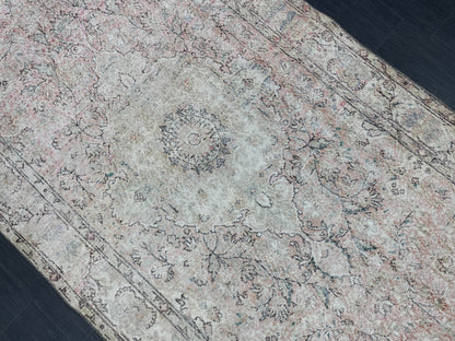 Oriental RUG, TURKISH Rug, 4.6 x 10 , Vintage Distressed Rug, Vintage Persian Rug, Wool Oushak Rug, Handmade Rugs, Vintage Turkish Rug.