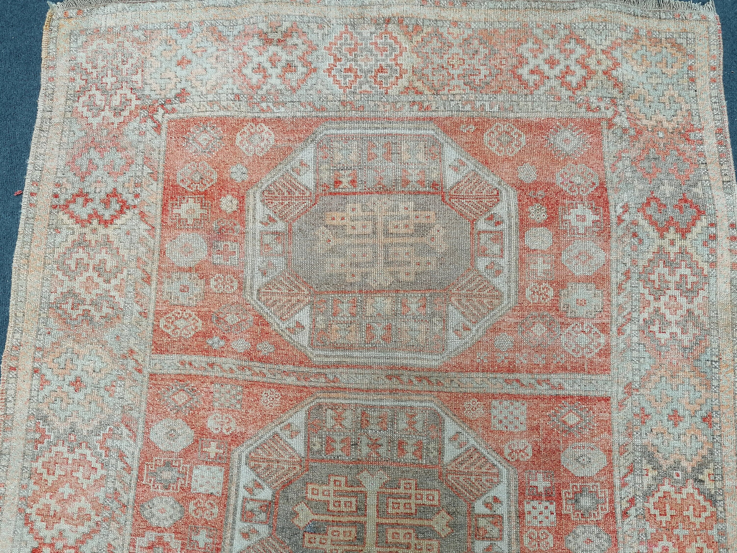 9'x4'4 soft vintage oushak turkish  rug, anatolian old vintage runner rug