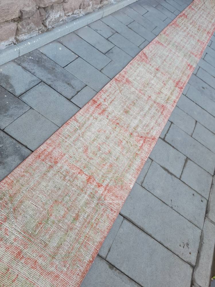 Extra Long Distressed Runner Rug 2.4 x 23 Long TURKISH Runner Rug XL Vintage Runner Rug Oriental Runner Rug Staircase Runner rug Handmade