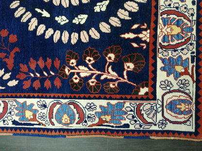 Oriental RUG 6.9 x 10.8 Oushak Rug  Blue Persian Rug Navy Vintage Rug Fine Oushak Rugs Antique Turkish Rug Muted Turkish room Rug 7x11 rug