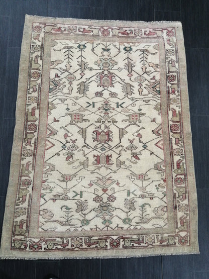 4 X 5 OUSHAK RUG Wool TURKISH Oushak Rug Vintage Oushak Runner Rug Vintage Hand Made Rugs Vintage Turkish Rug