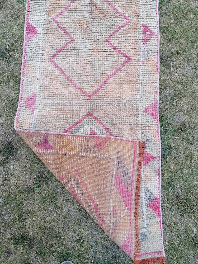 12.2x2.3 muted high pile wool runner rug vintage oriental runner caucasian runner rug