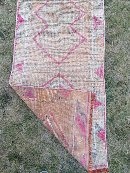 12.2x2.3 muted high pile wool runner rug vintage oriental runner caucasian runner rug