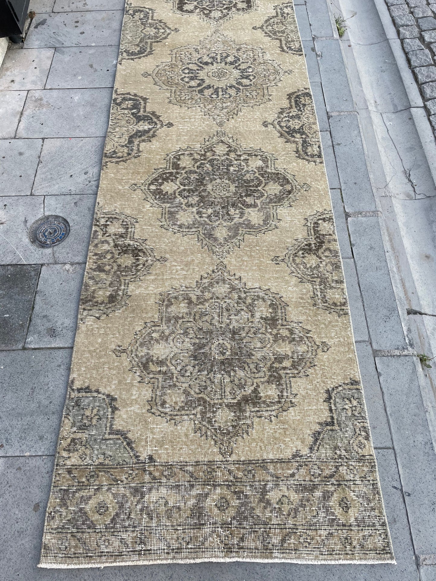 Muted Extra Long Handmade Runner Rug 2.7 x 23.5 Long TURKISH Runner Rug Vintage Runner Rug Staircase Runner Hand Knotted Runner