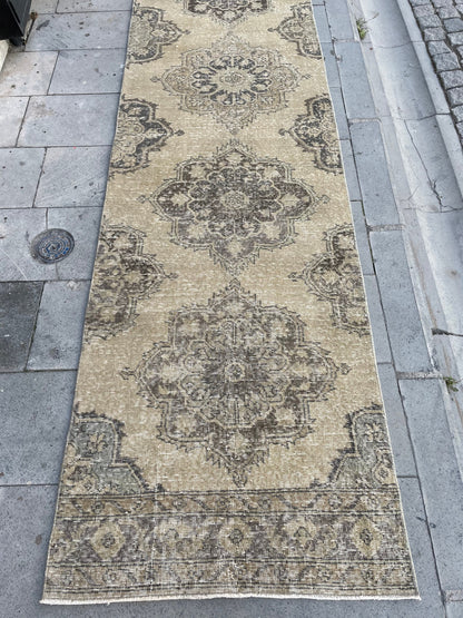 Muted Extra Long Handmade Runner Rug 2.7 x 23.5 Long TURKISH Runner Rug Vintage Runner Rug Staircase Runner Hand Knotted Runner