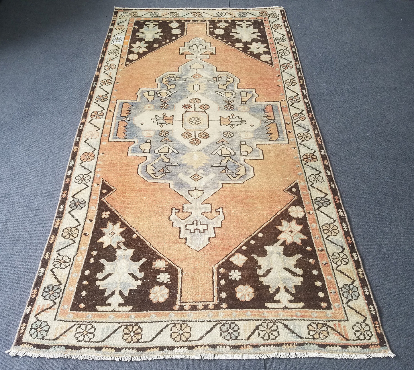 Oushak rug, turkish rug, wool rug vintage rug 3'7x7 hand made rug kitchen rug bohemian rug