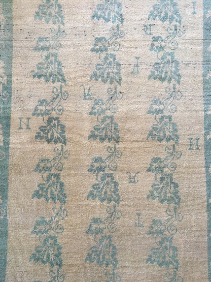 3.5x7 feet handmade wool turkish bedroom area rug, oushak vintage grey kitchen floor rug, large living room area rug, wide bathroom pink rug