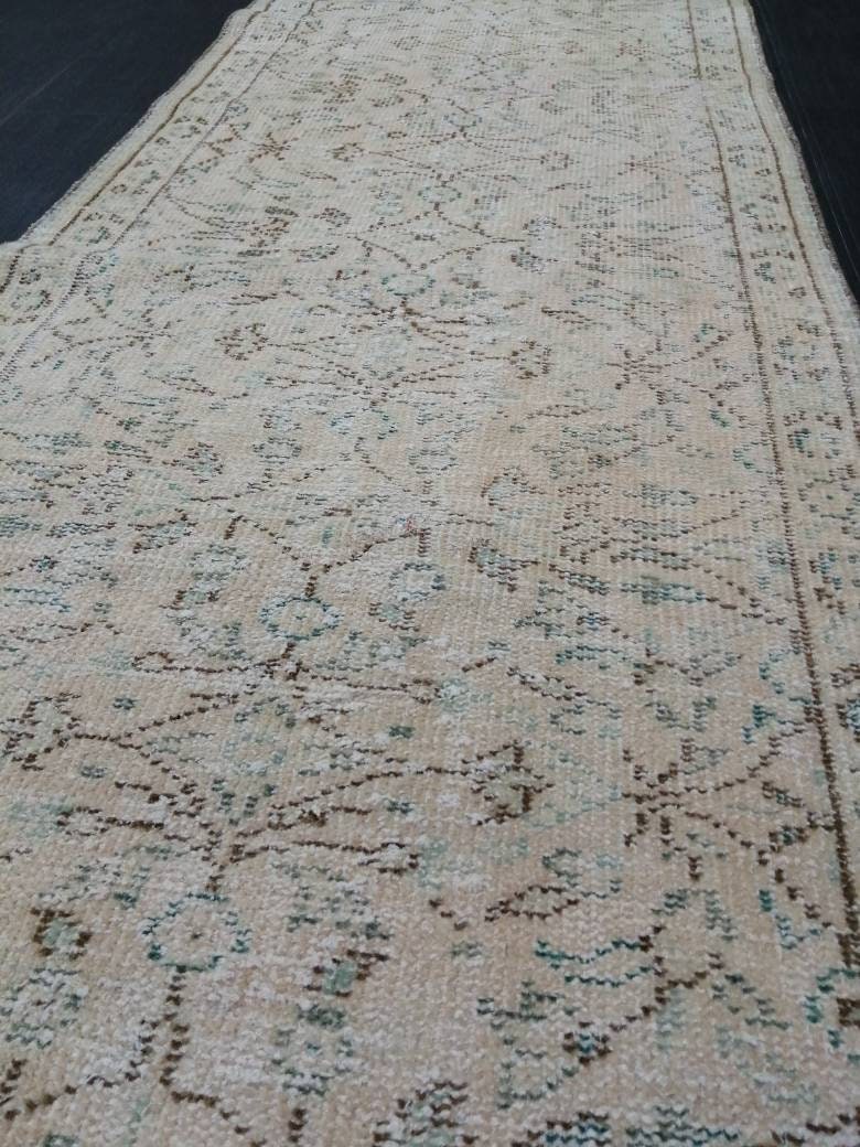 Vintage Runner Rug  2.4 x 10.7 Persian Runner Rug Muted Vintage Runner Rug Antique Hallway Runner Muted Turkish Runner Rug Distressed Runner