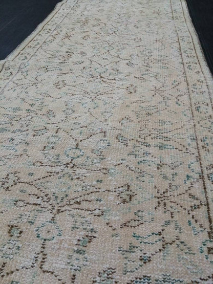 Vintage Runner Rug  2.4 x 10.7 Persian Runner Rug Muted Vintage Runner Rug Antique Hallway Runner Muted Turkish Runner Rug Distressed Runner
