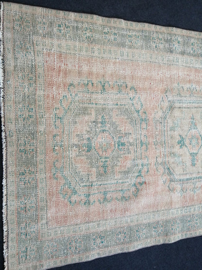 11.2 x 4.3 Muted Oushak Runner Rug Turkish Runner Rug Muted Vintage Runner Rug Hallway Runner Rug Kitchen Runner Rug Wool Runner Rug