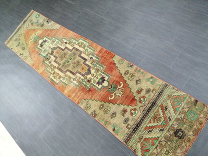 9.4 x 2.4 Oushak Runner Rug Turkish Runner Rug Vintage Runner Rug Hallway Runner Rug Kitchen Runner Rug Wool Runner Rug Wool Oushak Rug