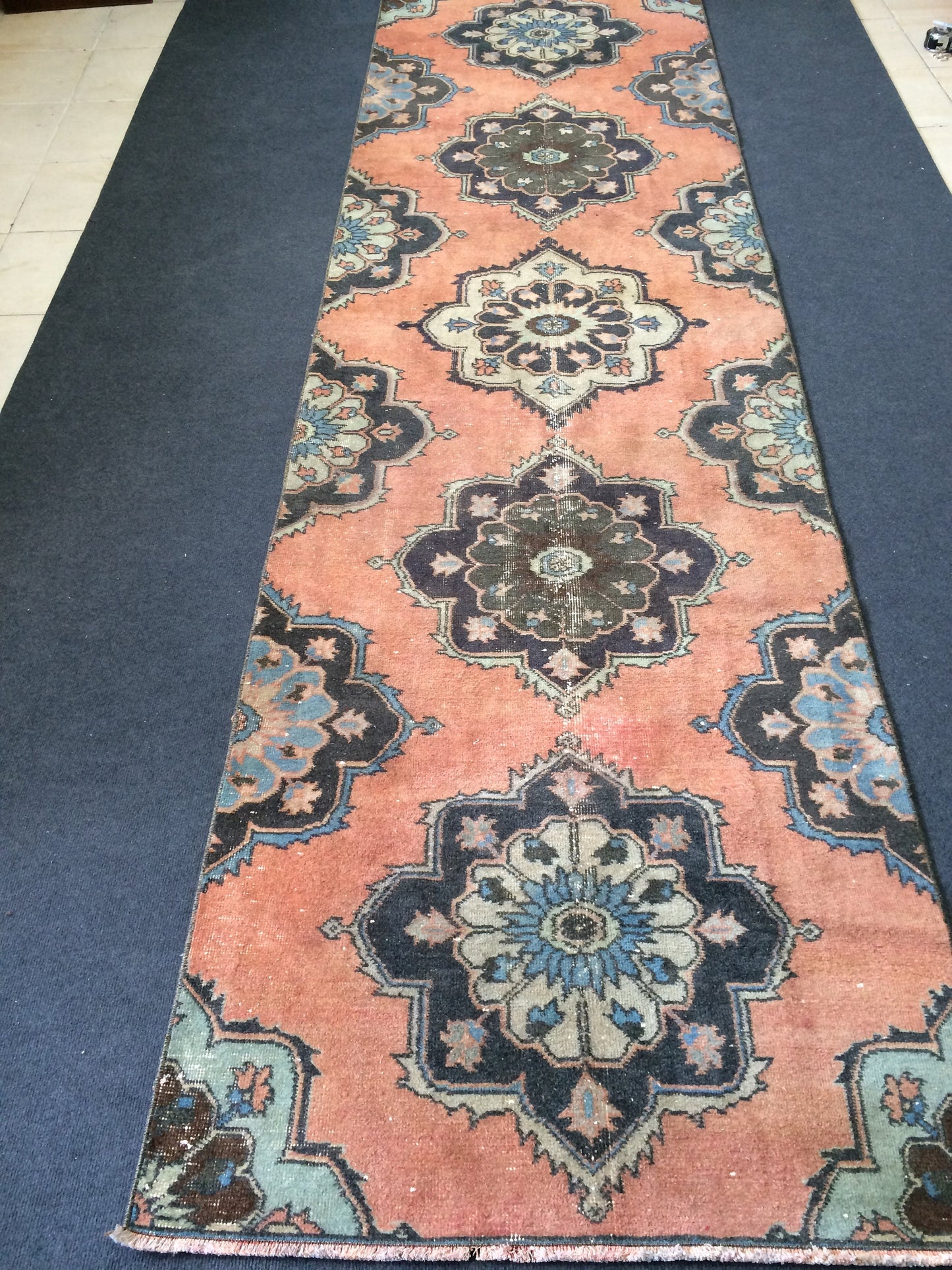 11.4 x 3.2 Turkish Runner Rug Vintage Runner Rug Hallway Runner Rug Oushak Runner Rug  Kitchen Runner Rug Wool Runner Rug Wool Oushak Rug