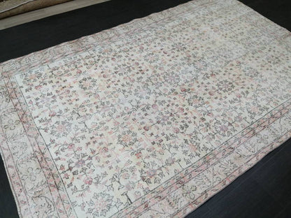 Vintage Turkish Rug 6.2 x 9.7 Muted Vintage Persian Rug Muted Vintage Rug Wool Muted Oushak Rug Hand Made Rugs Vintage Turkish Rug