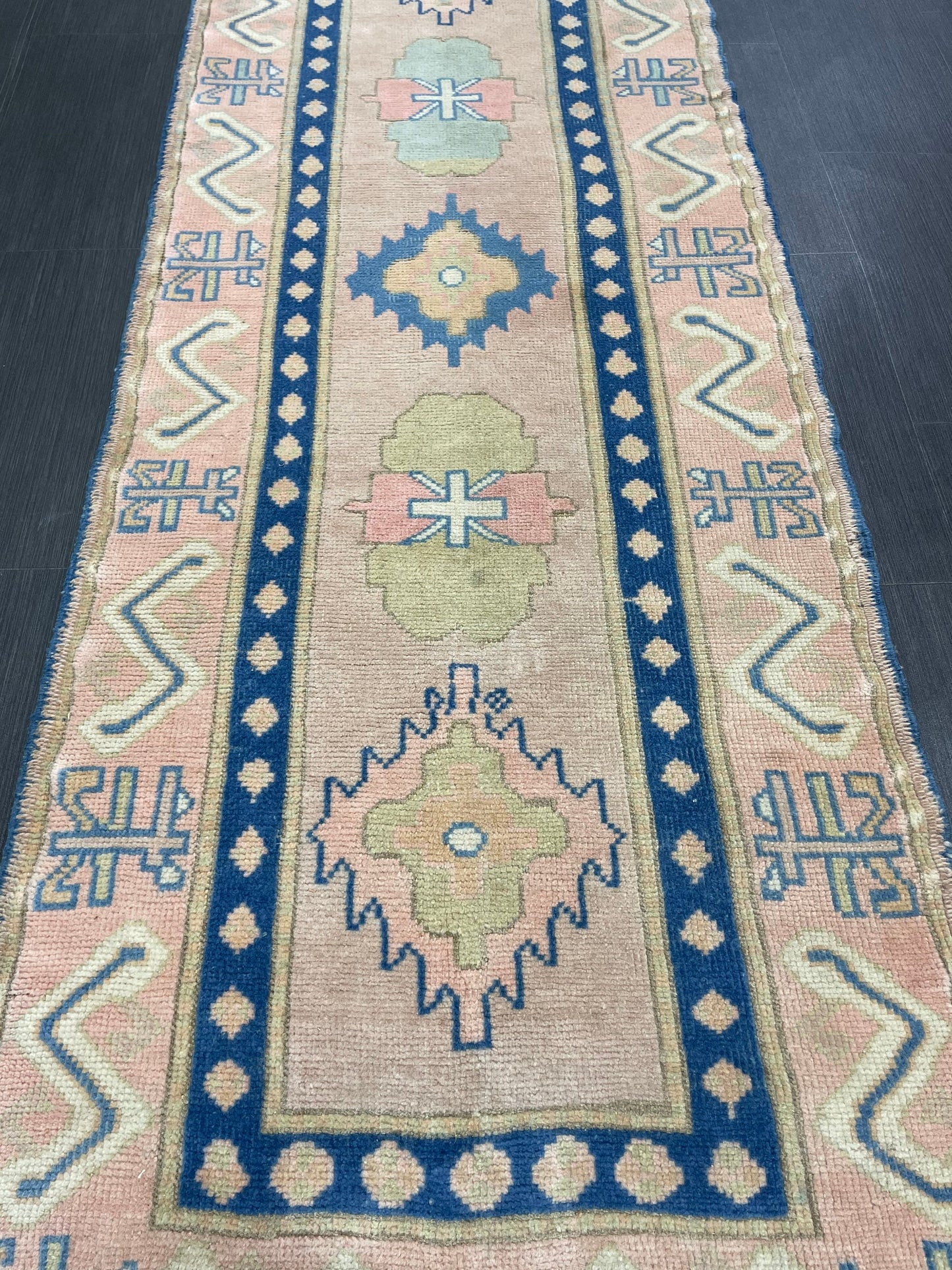 New Hand Knotted Runner Rug 2.7 x 13.3 Long Muted Turkish Runner Rug Muted Oushak Runner Rug Hallway Runner Kitchen Runner Rug Wool Runner