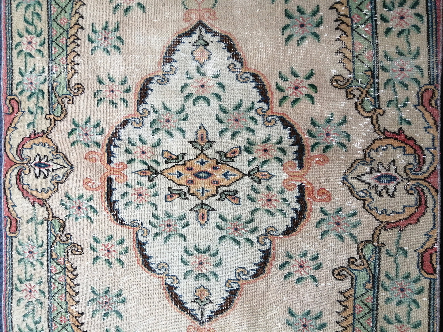 3.7 x 6.9 Turkish Rug, Oushak Rug, Rustic Oushak Rug, Wool Muted Oushak Rug, Oriental Rugs, Farmhouse Rug, Vintage Rug, Hand Made Rug