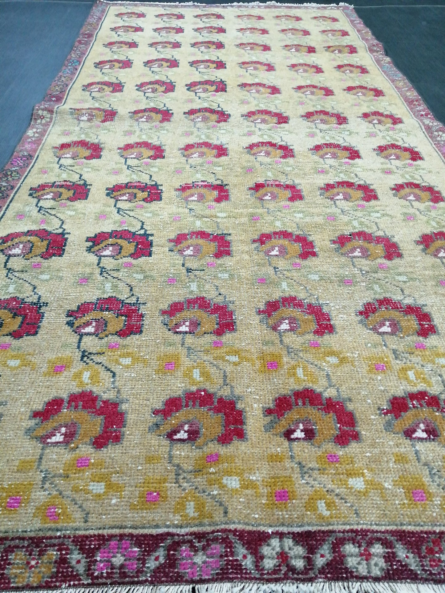 4x9 FLORAL WOOL Rugs, Hand Made Rug, Oushak Rug, Rustic Rug, Bohemian Rug, Rug Runner, Turkish Rug, Farmhouse Rug, Vintage Rug, Wool rug