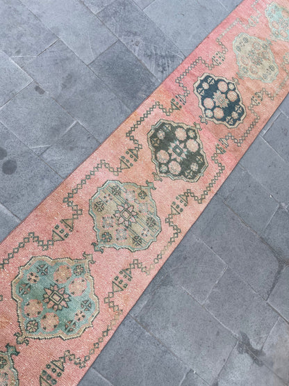Hand Knotted Extra Long Turkish Runner Very Long Oushak Runner Rug 2.4 x 18.8 Vintage Runner Rug XL Oriental Runner Rug Staircase Runner
