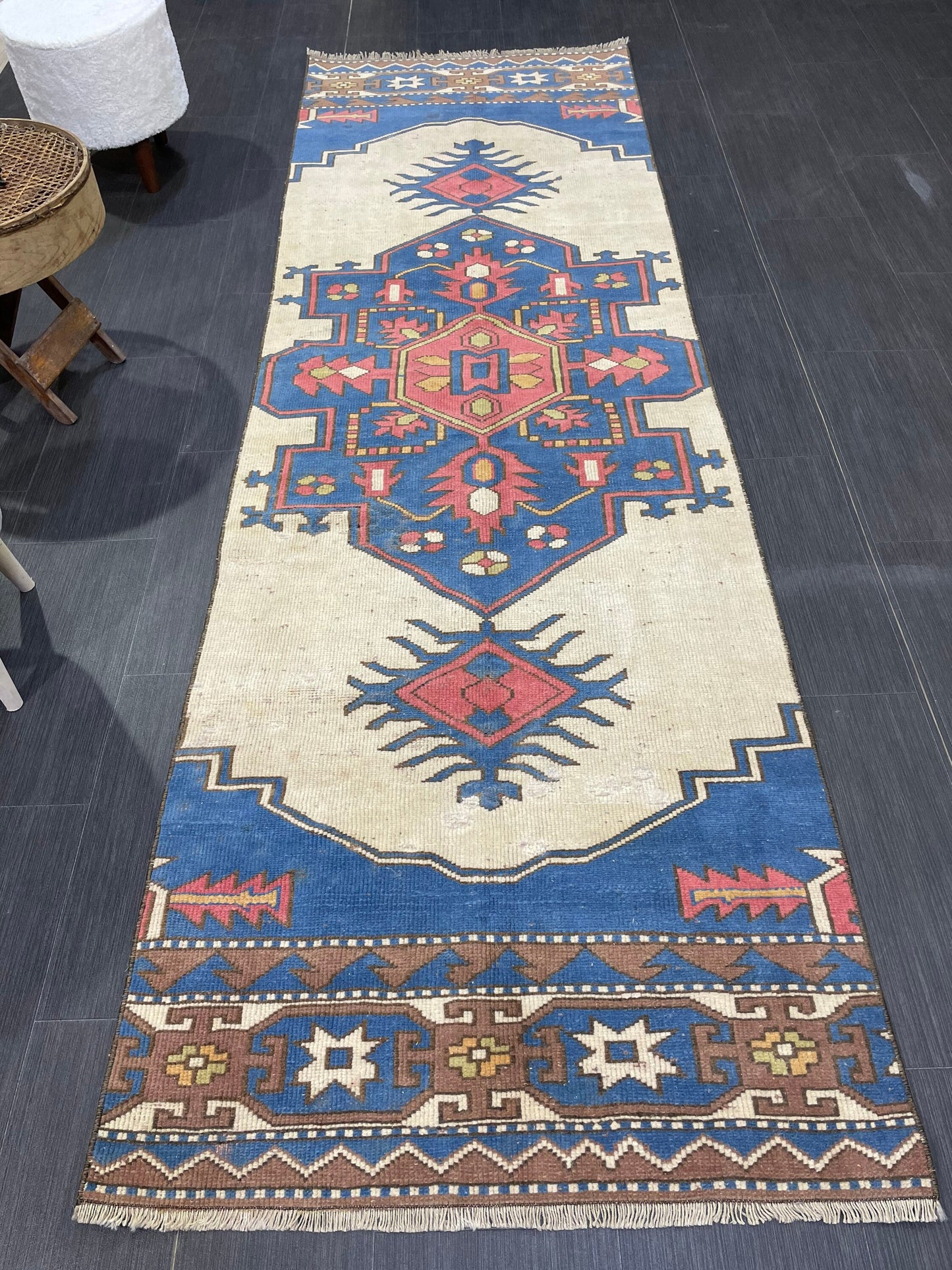 Vintage Runner Rug, Turkish Runner 2.8 x 9.2 Rug. Handmade Runner Rug, Hallway Runner Rug, Wholesale Runner Rug, Hand Knotted Runner Rug.