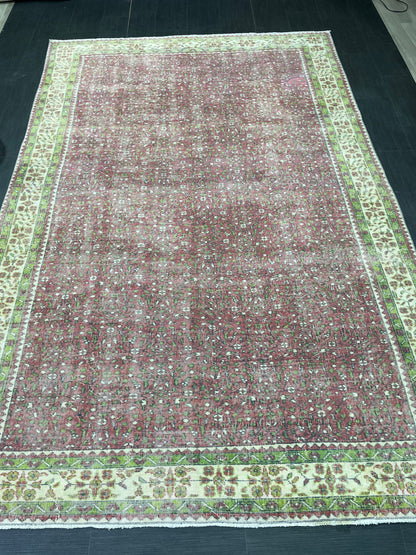 Floral Vintage OUSHAK RUG Antique TURKISH Rug Vintage Distressed Oriental Rug 6.7 x 10.3 Wool  Rug Hand Made Vintage Rug 7x10 Turkish Rug