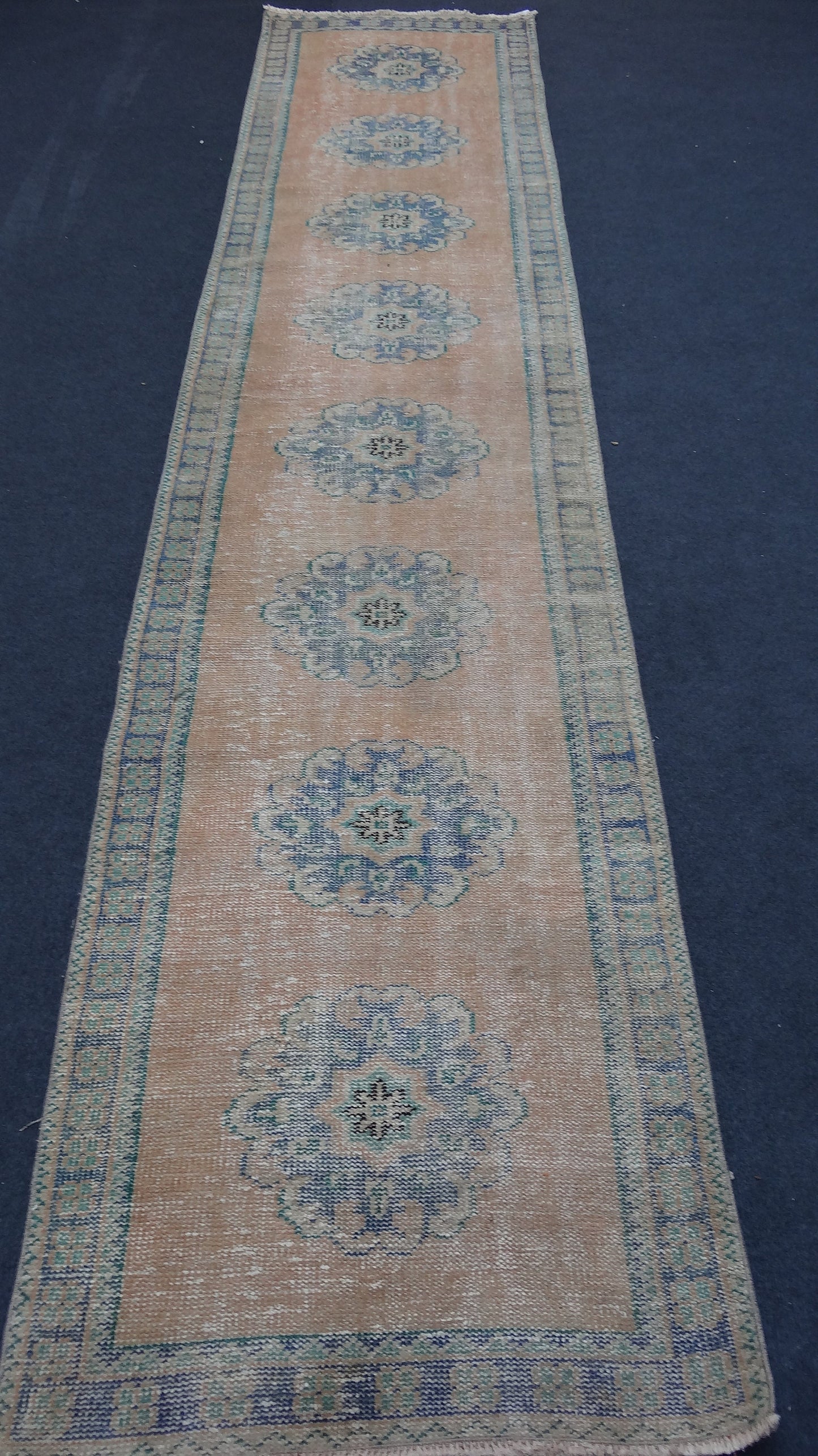 Turkish distressed runner rug, vintage wool runner rug 2'7x11'2 hallway oushak runner rug, kitchen handmade rug