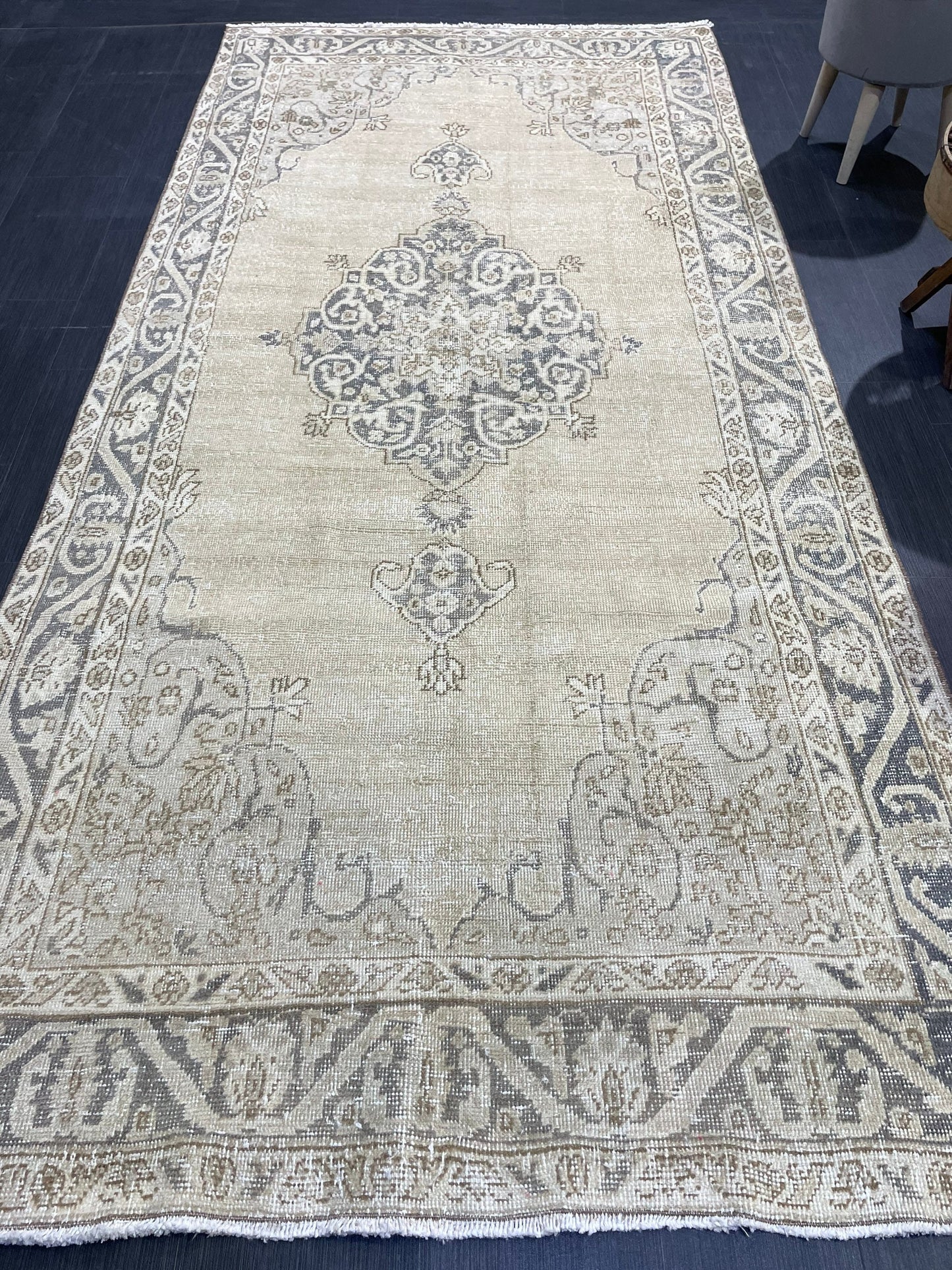 Handmade Rug, Vintage 4.9 x 10 Turkish Rug, Persian Rug, NATURAL Wool Rug, Living Room Rug, Oushak Rug, Hand Knotted Rug, Kitchen Rug,