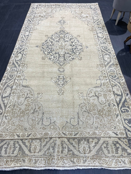 Handmade Rug, Vintage 4.9 x 10 Turkish Rug, Persian Rug, NATURAL Wool Rug, Living Room Rug, Oushak Rug, Hand Knotted Rug, Kitchen Rug,