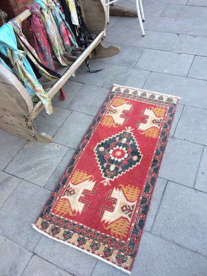 Mini Rug SMALL AREA TURKISH Rug , bohemian rug, hand made rug,oushak rug Vintage Rug