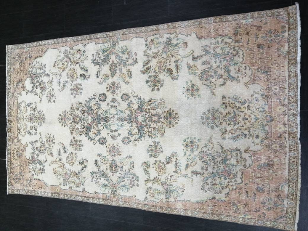 Vintage Rug, Muted 4.8 x 8.5 Rug, Living Room Rug,Oushak Rug,Hand Knotted Rug Cute Rug,Turkish Rug Vintage Fun rug