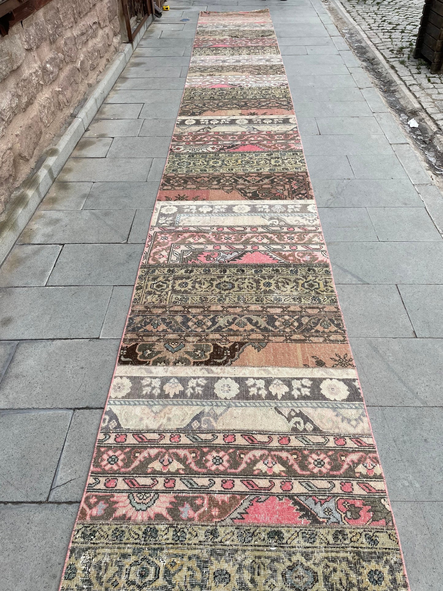 Staircase Runner Rug 2.8 x 30 ft Extra Long  TURKISH Runner Rug Vintage Runner Rug Oriental Runner Rug Patchwork Runner Hand Knotted Runner
