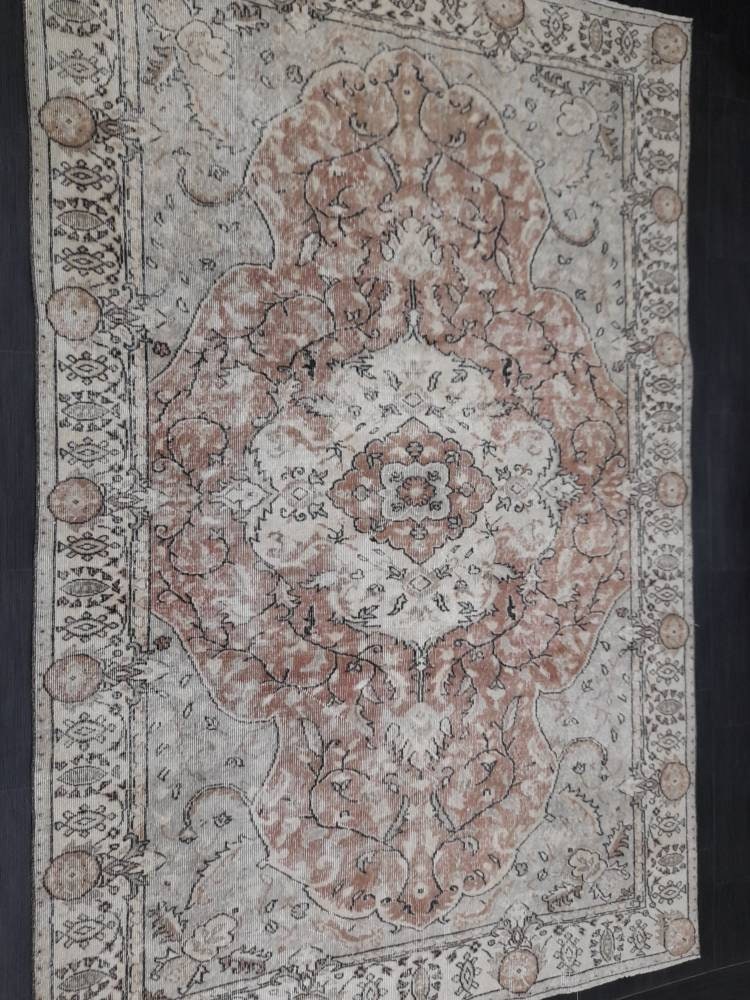 TURKISH Rug Vintage Rug Vintage Wool 6 x 9.5 Oushak Rug Hand Made Rugs Vintage Turkish Rug Oriental Rug Persian Rug Distressed Vintage Rug