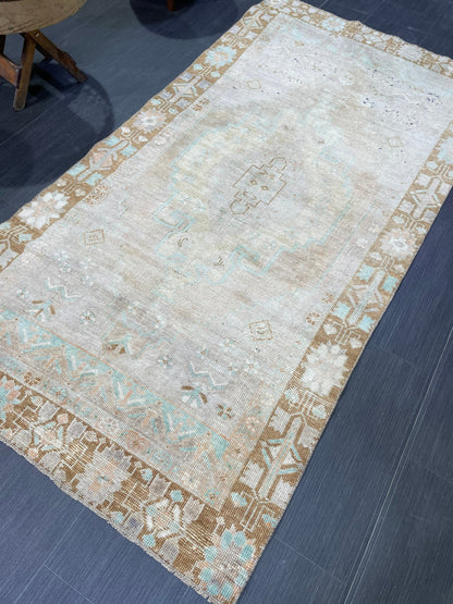 Muted Turkish Rugs,Oushak 3.4  x 6.7 Rug, Hand Knotted Rug, Wool Persian Rug,Handmade Rug,Turkish Rug, Farmhouse Rug, Vintage Rug, Floor Art