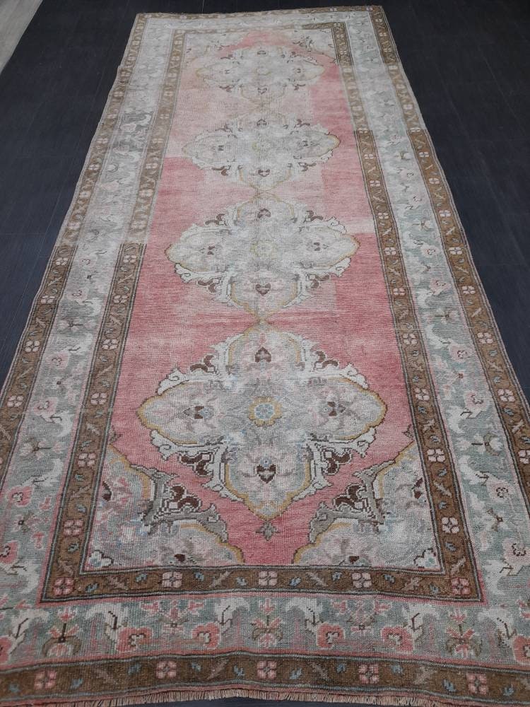 Vintage Runner 4.7 x 11 Rug Turkish Runner Rug Handmade Runner Rug Staircase Runner Kitchen Runner Rug Wool Runner Rug Wool Oriental Runner