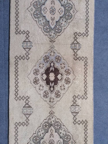 Oushak runner rug, earth tone runner rug, 2'6x10 ft