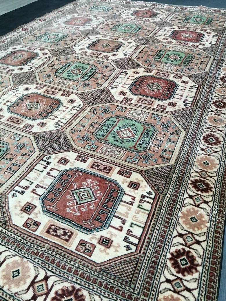 Turkish Rug, Vintage Oushak Rug, Oriental Rugs, Wool Rug, 9.4 x 6.2 High Pile Farmhouse Rug, Vintage Rug, Hand Made Rug Persian Rug 6x9 rug