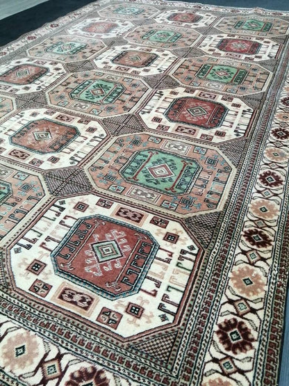 Turkish Rug, Vintage Oushak Rug, Oriental Rugs, Wool Rug, 9.4 x 6.2 High Pile Farmhouse Rug, Vintage Rug, Hand Made Rug Persian Rug 6x9 rug