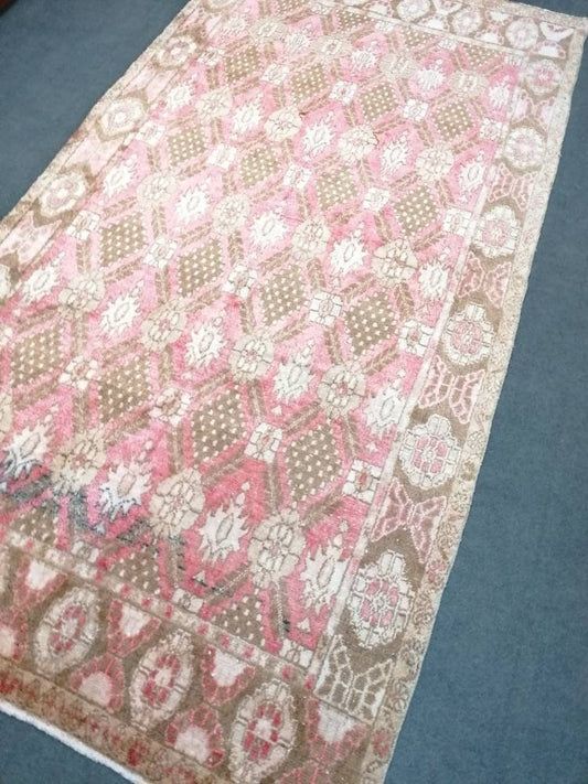 Shaggy turkish hand made rugs 5x9'7 vintage high pile wool rug, oushak rug