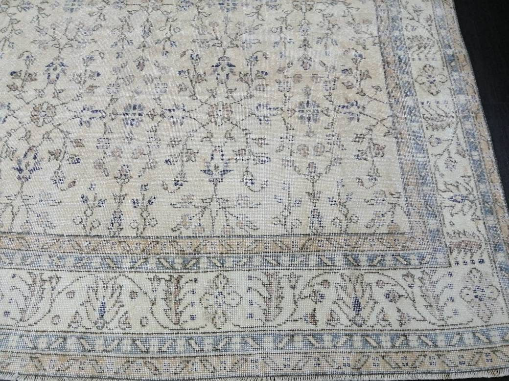 Muted Vintage Rug 6.6 x 10.4 Neutral Antique Rug Vintage Turkish  Rug Wool Oriental Rug Muted Persian Hand Made Rugs Vintage Turkish Rug