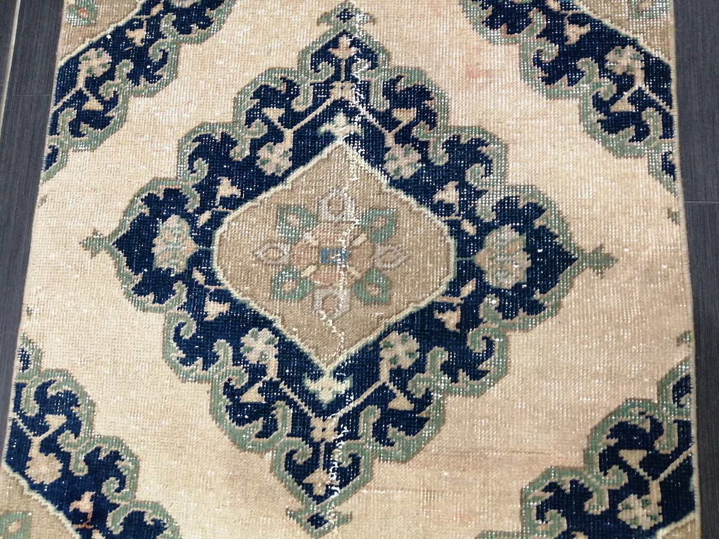 2.6 x 14 Long Navy Oushak Runner Rug Turkish Runner Rug Vintage Runner Rug Hallway Runner Rug Kitchen Runner Rug Wool Runner Rug Wool  Rug