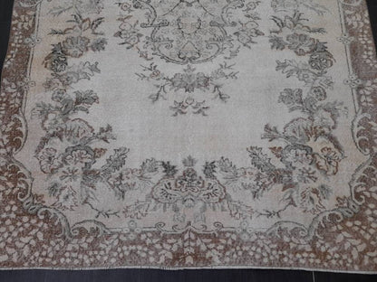 MUTED TURKISH RUG 6.4 x 10.3 Oushak Rug Vintage Oushak Rug Vintage  Rug Wool Rug Hand Made Rug Vintage Persian Rug Vintage Oriental Rug