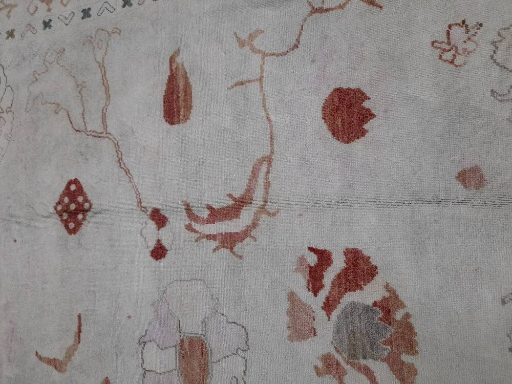 8.8 x 12.3 Muted Vintage OUSHAK RUG TURKISH Muted Oushak Rug Vintage Rug Wool Oushak 9x12 Rug Hand Made Rug Authentic Oushak Rug