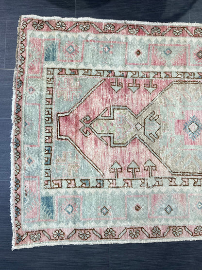 Handmade Rug, Hand Knotted 3x5.4 Rug, ShabbyChic Rug,Rustic Rug, OUSHAK Rug, Turkish Rug, Farmhouse Rug,Vintage Rug, Minimalist Rug