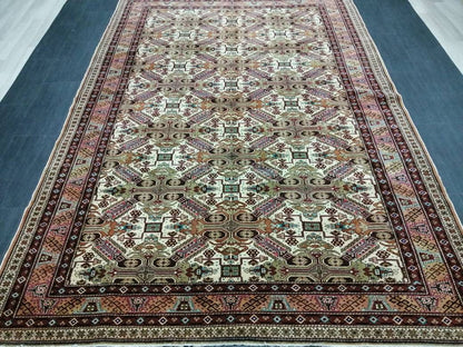 Quality Vintage Rug 6.3 x 9.3 HAND MADE Rug Muted Vintage Turkish Rug Oushak Rug Turkish Oushak Rug, Oushak Rug, Wool Rug Fine Hand Knotted