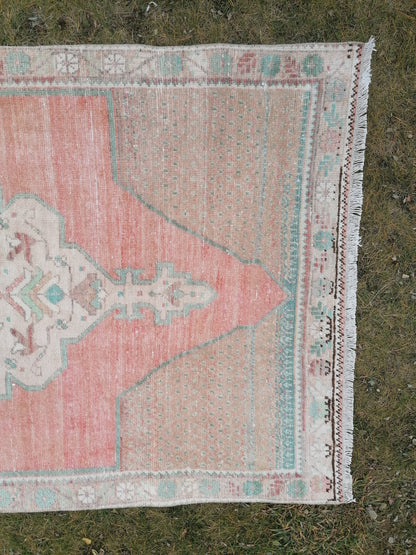 3'11x7'10 turkish rug, vintage rug, oushak vintage rug, kitchen rug bohemian rug