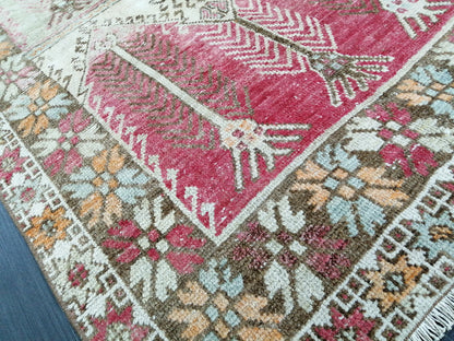 Oushak Runner Rug 4x11 Distressed Turkish Runner Rug Vintage Runner Rug Hallway Runner Rug Kitchen Runner Rug Wool Runner Rug Nomad Rug