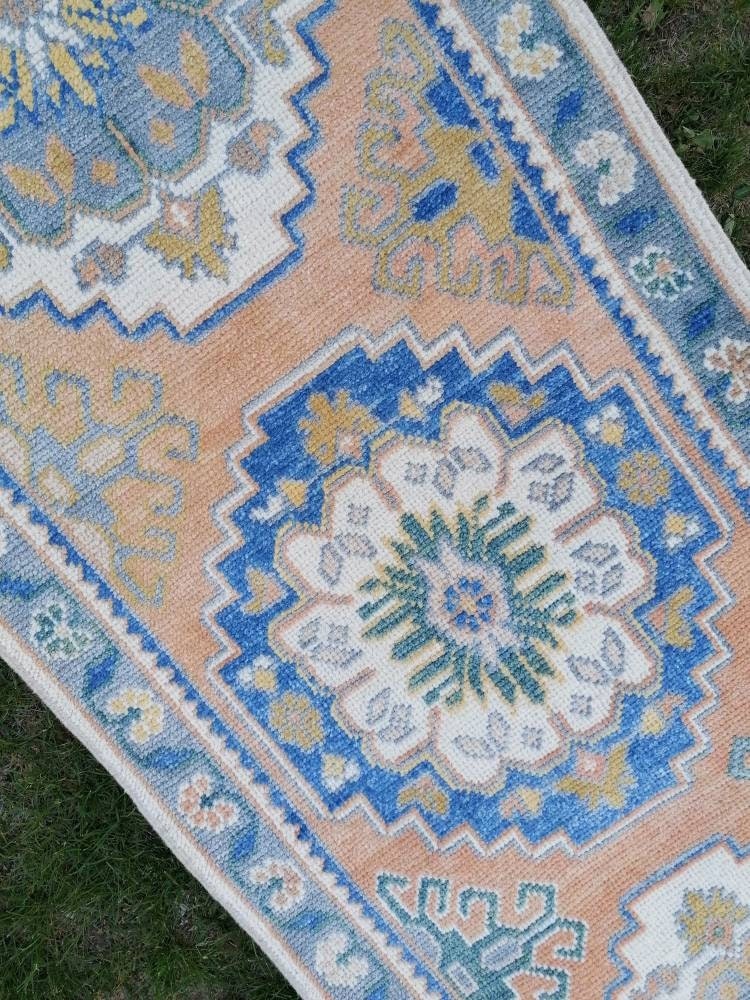 2'10x10'7 oushak turkish wool runner rug, new production oushak handmade rug, living room rug, bohemian rug