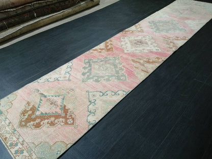 Muted Oushak Runner Rug 3 x 13.2 Turkish Runner Rug Vintage Runner Rug Hallway Runner Rug Muted Kitchen Runner Rug Muted Persian Runner
