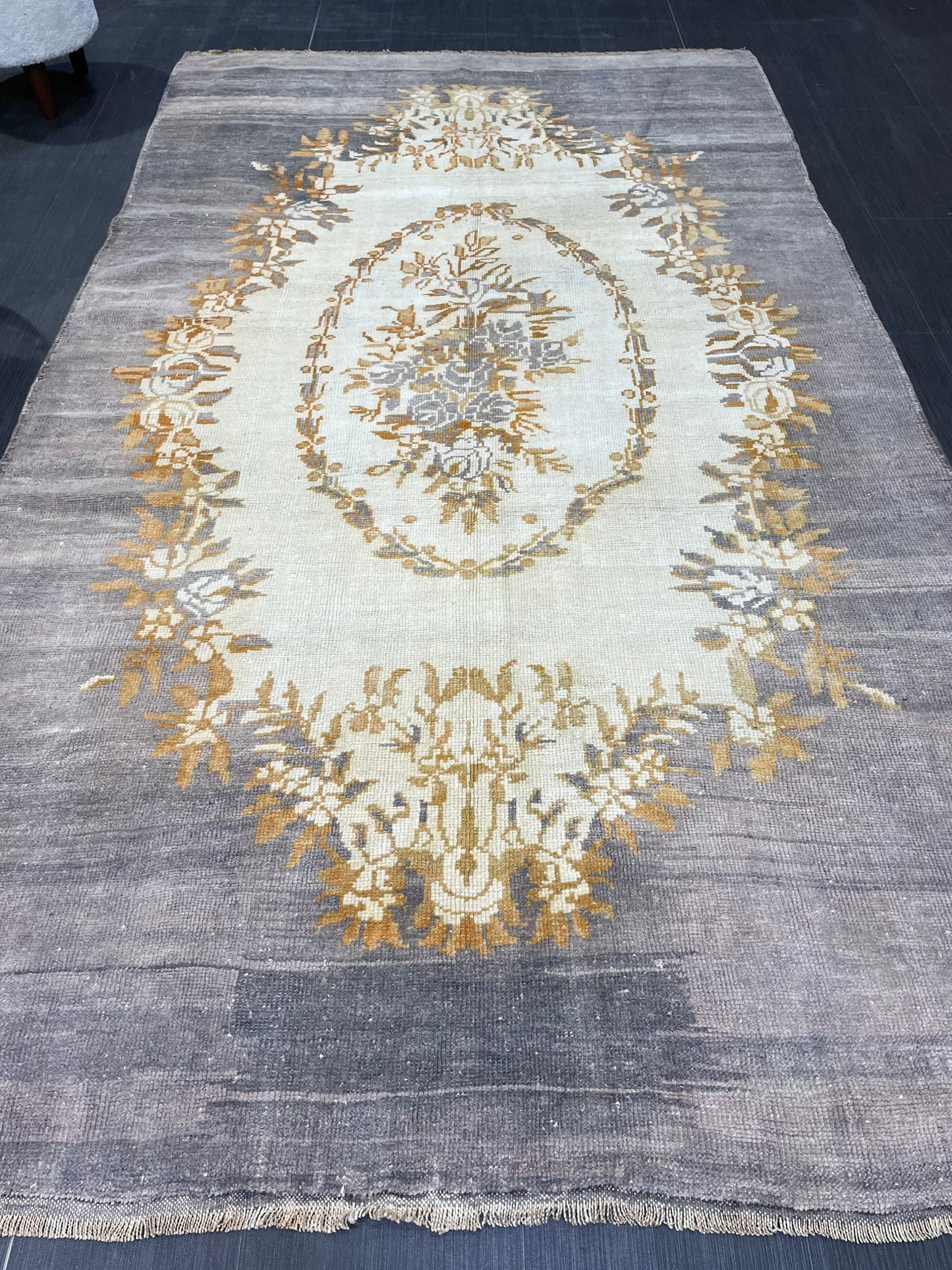 Vintage Rug, Persian 4.9 x 8.7 Rug, All Wool Hand Knotted Rug, HANDMADE Rug, Vintage Turkish Rug, Oushak Rug, Grey Wool Rug